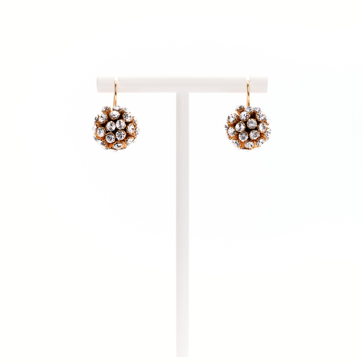 MANALI DESIGN-GERALDINE BREMER WEILL-BOUCLE D’OREILLE-PERCÉES-PENDANTES-BOULES-CRYSTAL-PLAQUÉ OR-VERMEIL-STRASS SWAROVSKI-TIGE HYPOALLERGÉNIQUE-BILKIS