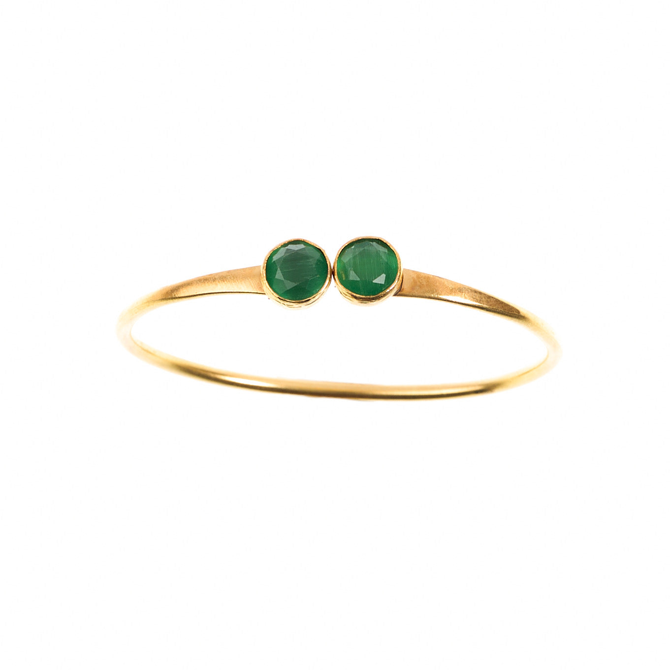 MANALI DESIGN-GERALDINE BREMER WEILL-BRACELET-VERT-LAITON PLAQUÉ OR-OEIL DE CHAT-KAMILA