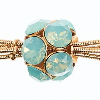 MANALI DESIGN-GERALDINE BREMER WEILL-SAUTOIR-BLEU LAGON-STRASS SWAROVSKI-LAITON-PLAQUÉ OR-BIBI