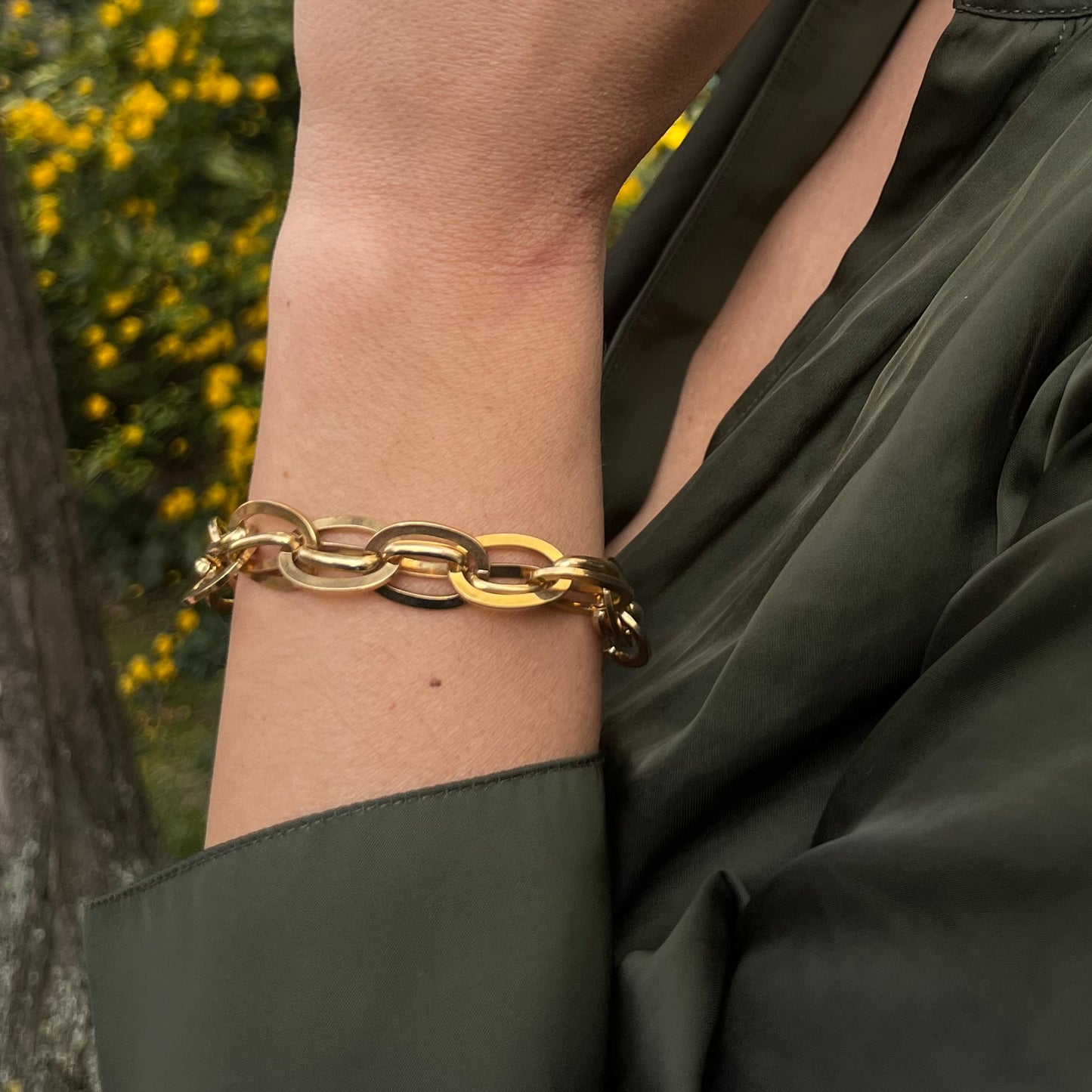 MANALI DESIGN-GERALDINE BREMER WEILL-BRACELET-MAILLONS-LAITON-PLAQUÉ OR-OR-AFIDA