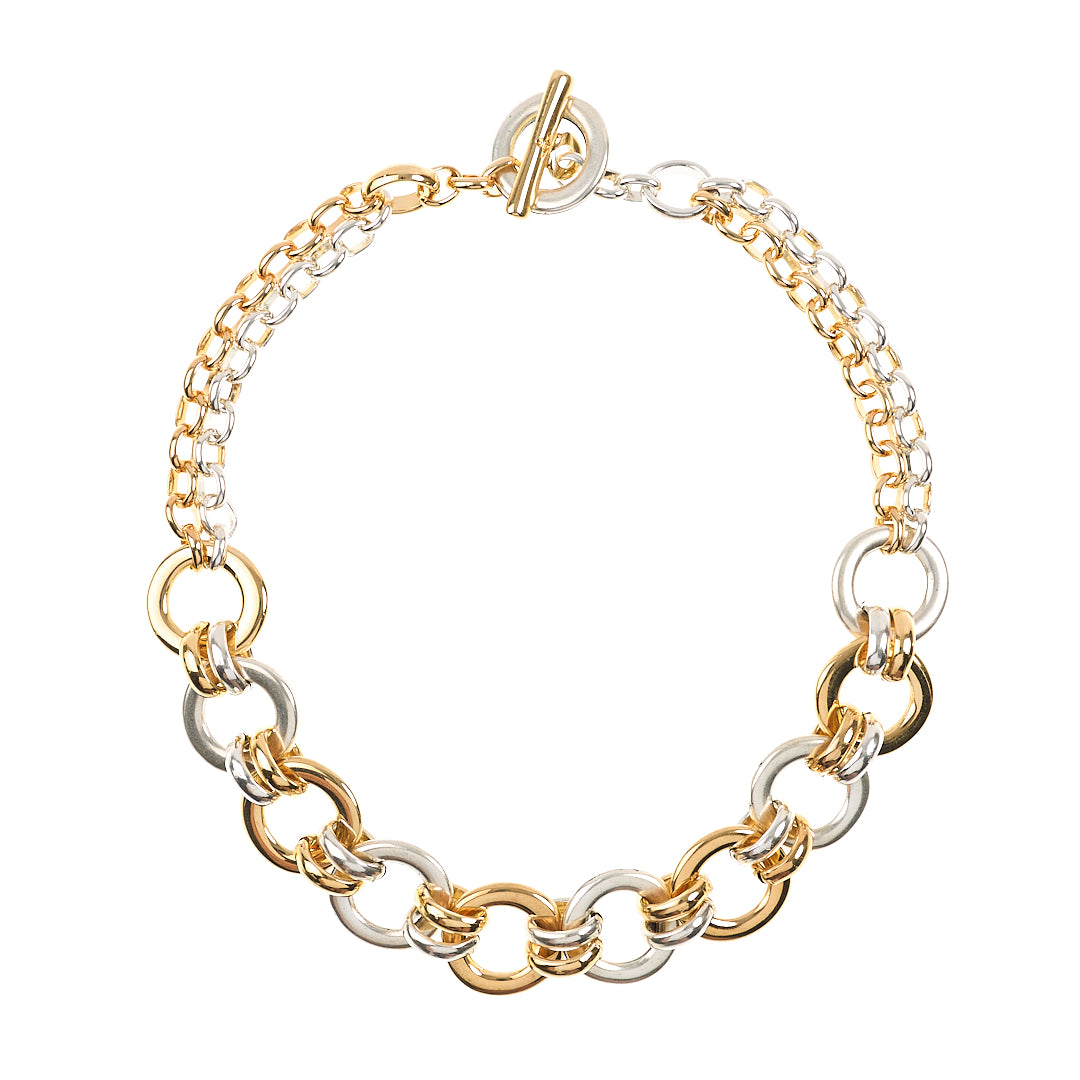 MANALI DESIGN-GERALDINE BREMER WEILL-COLLIER-RAS DU COU-ARGENT-OR-PALQUÉ ARGENT/OR-LAITON-MAILLONS-SCALI
