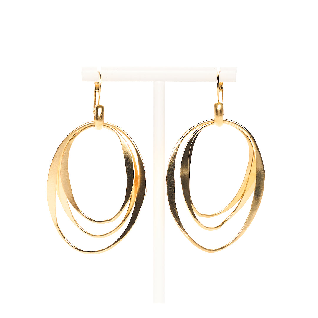 BOUCLES D'OREILLES-PERCÉES-CERCLE-OR-TIGE HYPOALLERGÉNIQUES-LAITON-PLAQUÉ OR-MARTELÉES-TASNÎM
