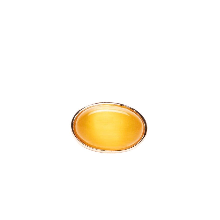 MANALI DESIGN-GERALDINE BREMER WEILL-BAGUE-AJUSTABLE-OVALE-PLAQUÉ A L’OR FIN-LAITON-OEIL DE CHAT-JAUNE-SASHA