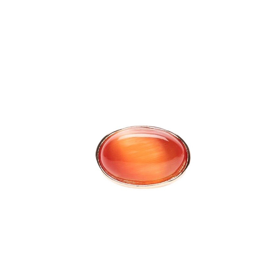 MANALI DESIGN-GERALDINE BREMER WEILL-BAGUE-AJUSTABLE-OVALE-PLAQUÉ A L’OR FIN-LAITON-OEIL DE CHAT-ORANGE-SASHA