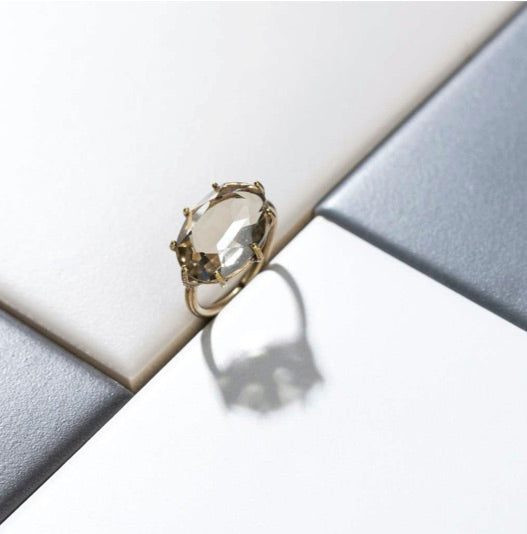MANALI DESIGN-GERALDINE BREMER WEILL-BAGUE-AJUSTABLE-CRYSTAL DE BOHEME-PLAQUÉ OR FIN-LAITON-CRYSTAL
