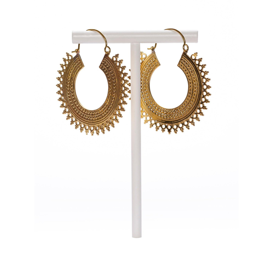 MANALI DESIGN-GERALDINE BREMER WEILL-BOUCLES D’OREILLE-PENDANTE-CRÉOLES-LAITON DORÉ-OR-TIGE HYPOALLERGÉNIQUE-MEVA