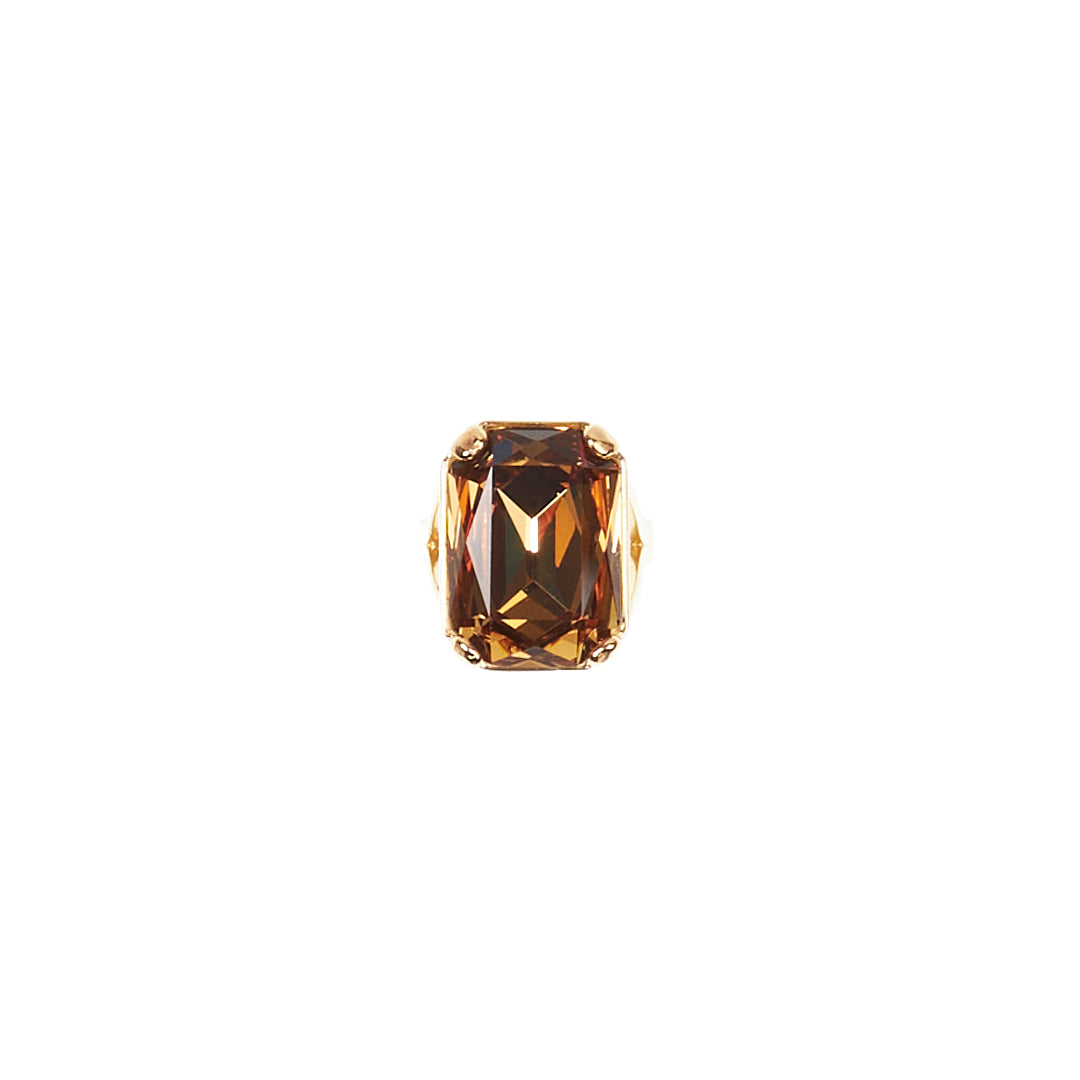 MANALI DESIGN-GERALDINE BREMER WEILL-BAGUE-AJUSTABLE-QUARTZ FUMÉ-CRISTAUX SWAROVSKI-PLAQUÉ OR FIN-ANAHITA