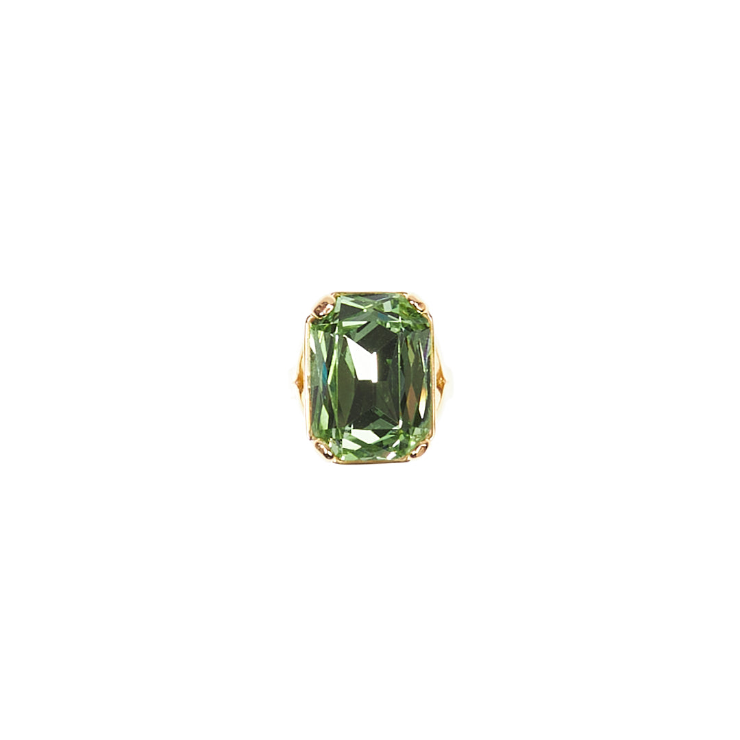 MANALI DESIGN-GERALDINE BREMER WEILL-BAGUE-AJUSTABLE-VERT-CRISTAUX SWAROVSKI-PLAQUÉ OR FIN-ANAHITA