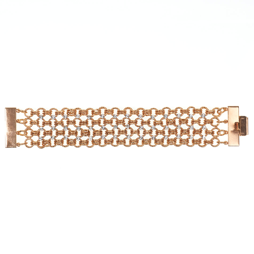 MANALI DESIGN-GERALDINE BREMER WEILL-BRACELET-TRESSÉ-STRASS SWAROVSKI-CHAÎNE PLAQUÉ OR-BIANCA