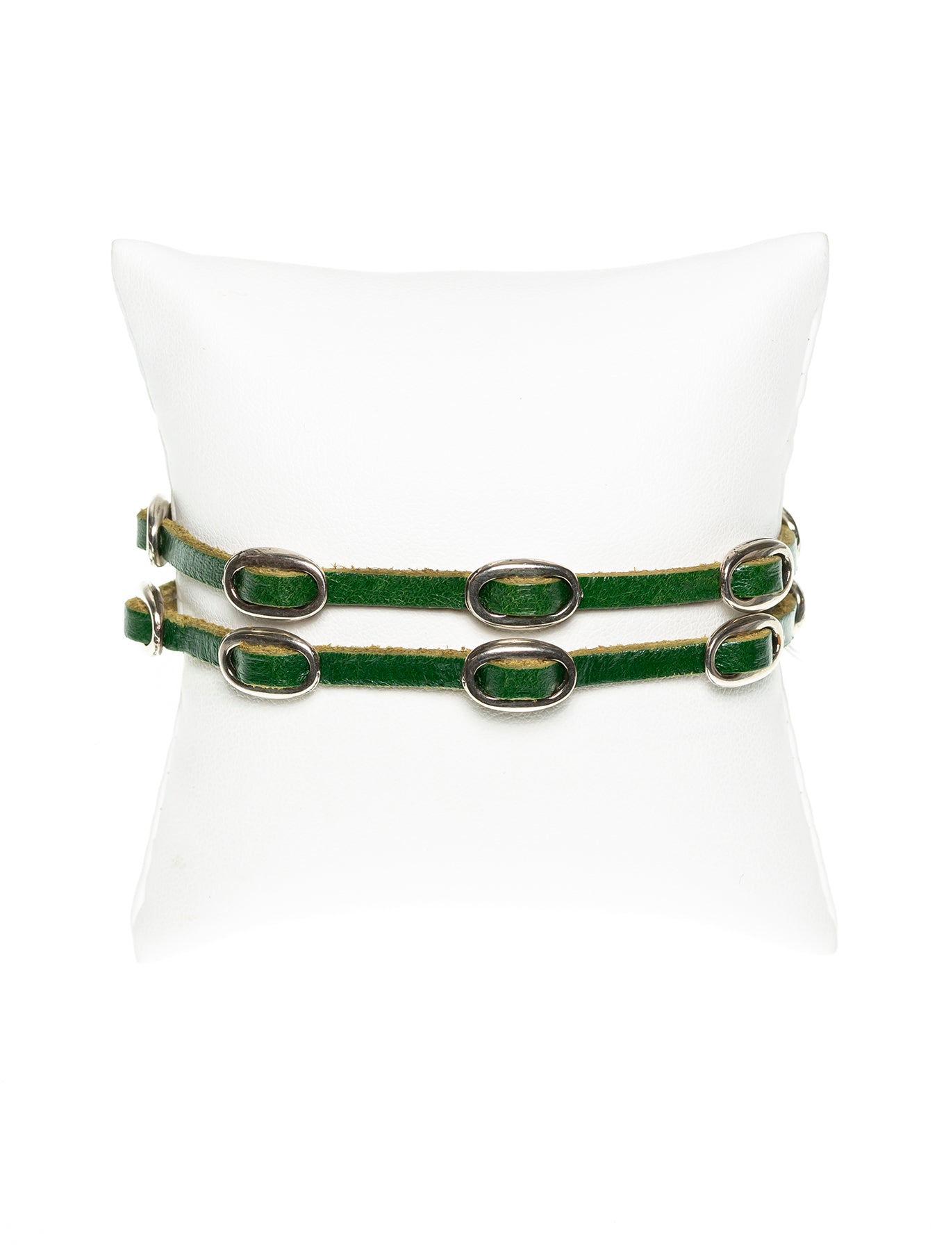 GERALDINE BREMER-WEILL - MANALI DESIGN - AUTRES -BRACELET - CUIR - ROCK - UNISEXE - PLAQUÉ ARGENT - VERT