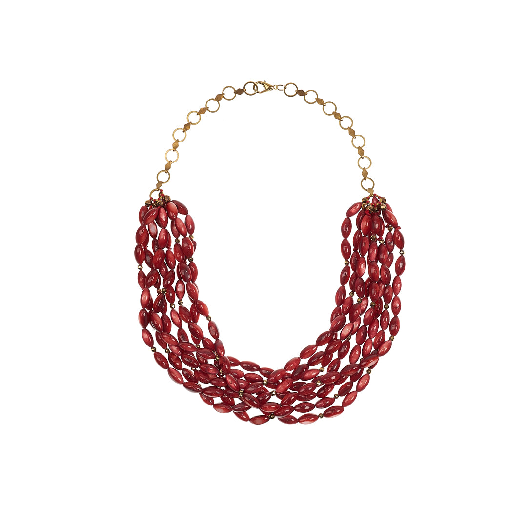 MANALI DESIGN-GERALDINE BREMER WEILL-RASDUCOU-BICOLORE-ROUGE-NACRE-CHAINE LAITON-MAERA