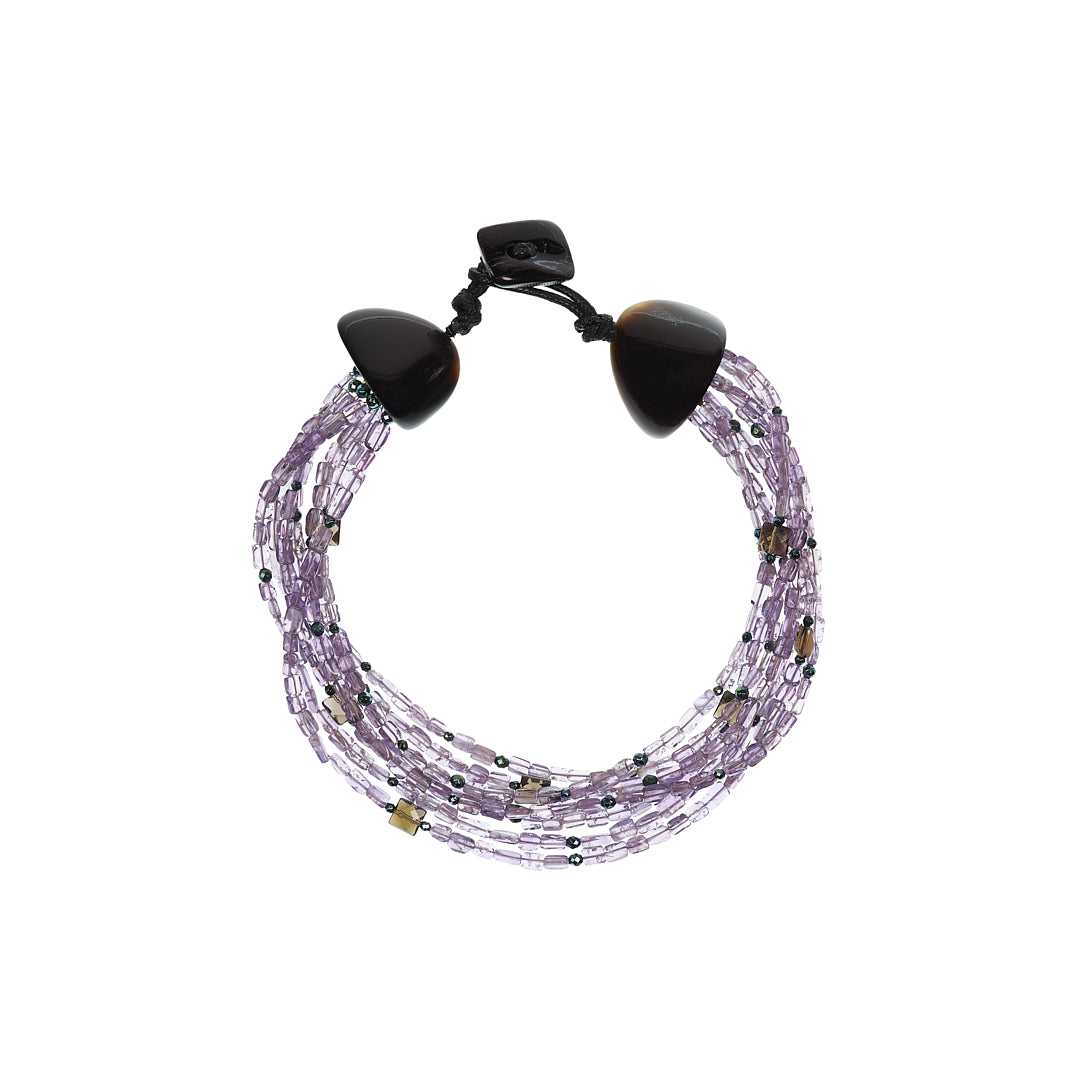 MANALI DESIGN-GERALDINE BREMER WEILL-RASDUCOU-AMETHYSTE-PIERRES SEMI-PRÉCIEUSES-FERMOIR EN OS-MAILICE