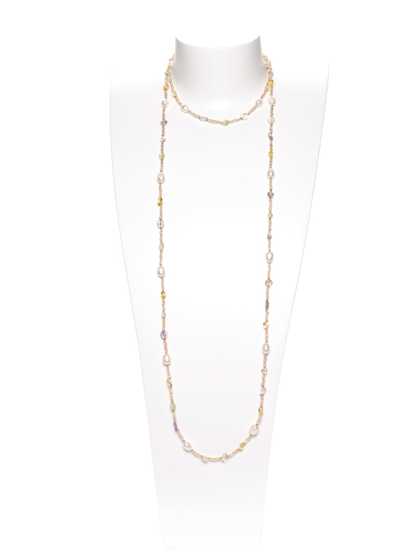 Manali Design - Sautoir - PIERRES SEMI-PRECIEUSES - PERLES D'EAU DOUCE - améthyste - citrine - quartz - cristal - multicolore