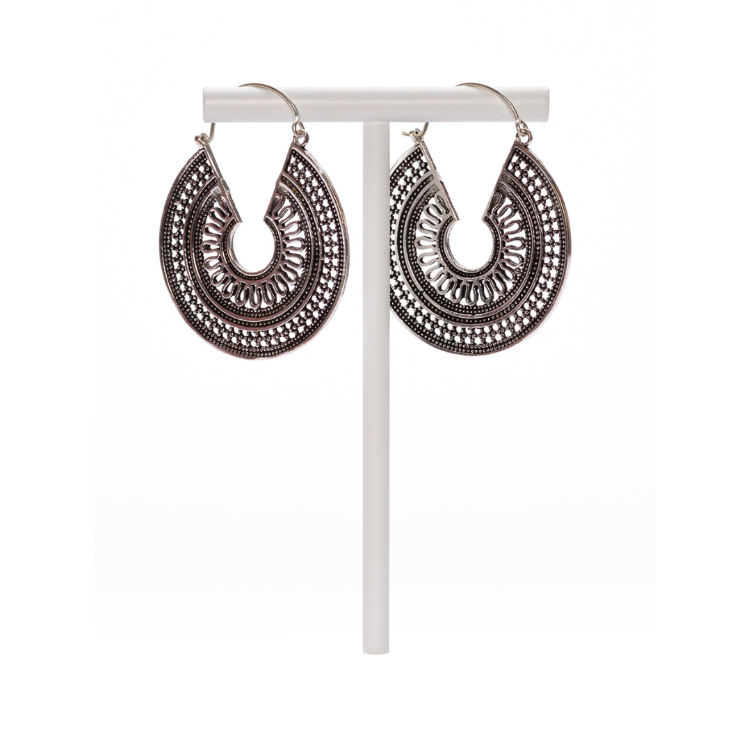 MANALI DESIGN-GERALDINE BREMER WEILL-BOUCLES D’OREILLE-PENDANTE-CIRCULAIRE-CRÉOLE-LAITON ARGENTÉ-ARGENT-TIGE HYPOALLERGÉNIQUE-MEGANE