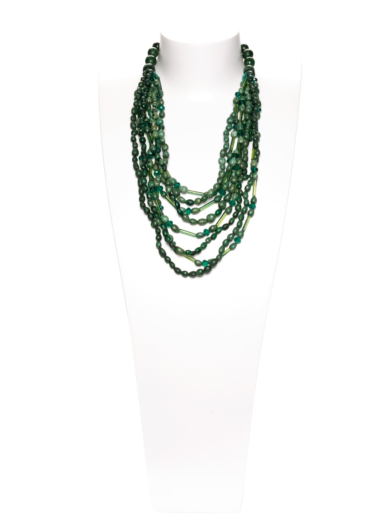 GERALDINE BREMER-WEILL - MANALI DESIGN - COLLIER - MI-LONG - ETHNIQUE - CRISTAL - GRAINES DE PANIAS - VERT