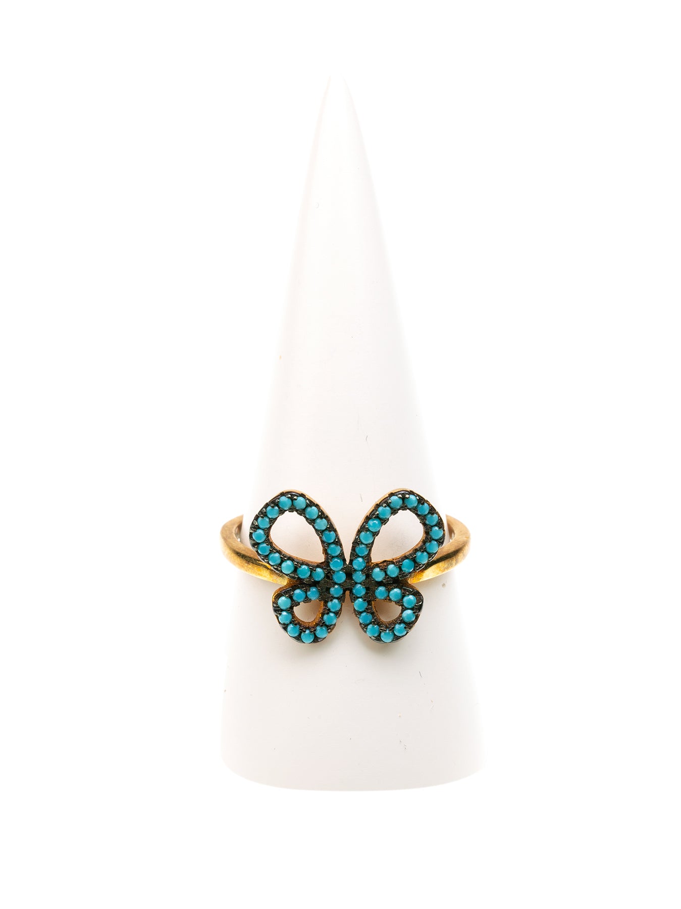 GERALDINE BREMER WEILL - MANALI DESIGN - BAGUES - NON AJUSTABLES - PAPILLON - STRASS SWAROVSKI - PLAQUÉ OR OR - TURQUOISE
