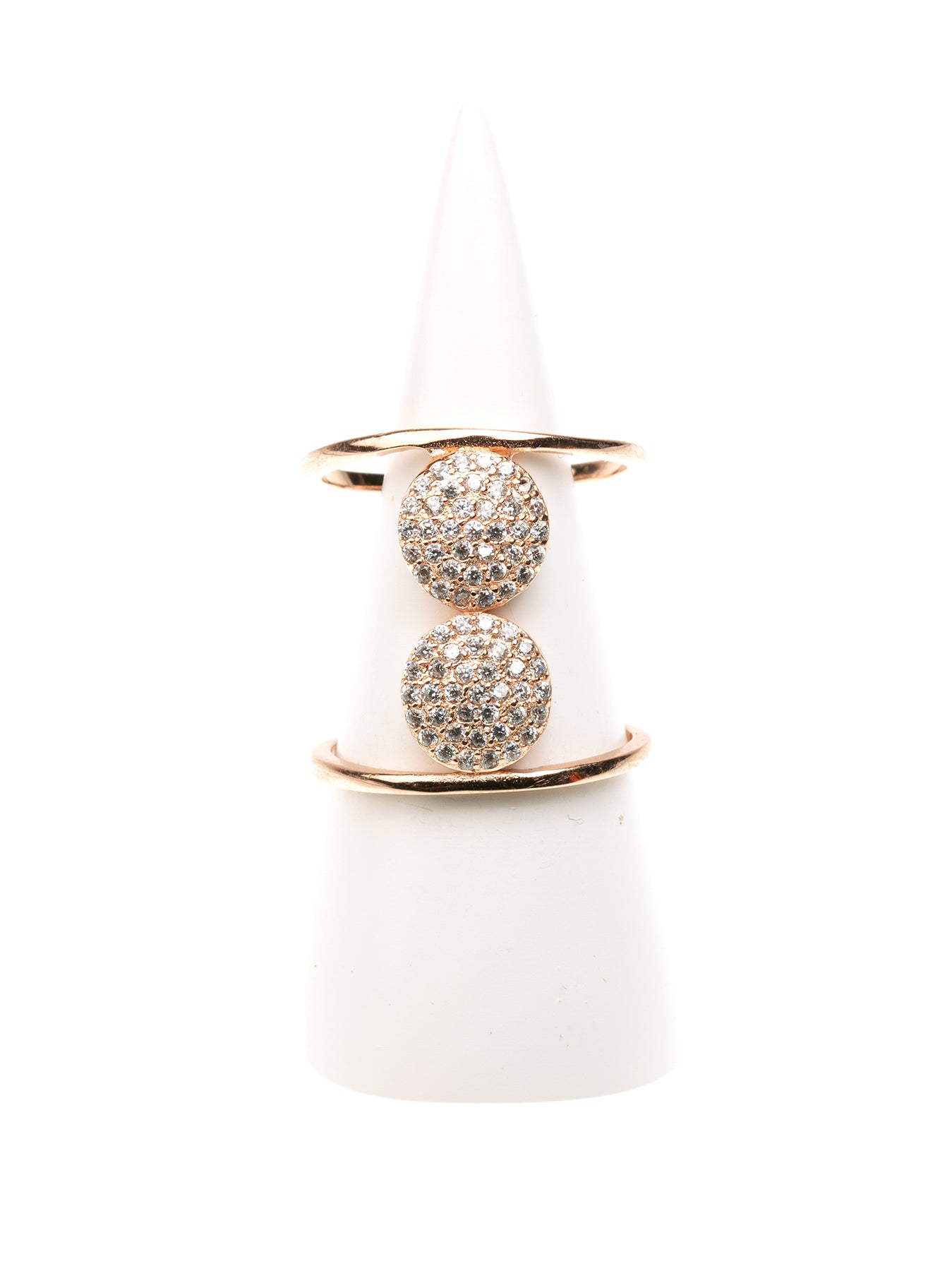 GERALDINE BREMER WEILL - MANALI DESIGN - BAGUES - NON AJUSTABLES - DOUBLE ANNEAUX -STRASS SWAROVSKI - PLAQUÉE OR ROSE - PRECIEUSE
