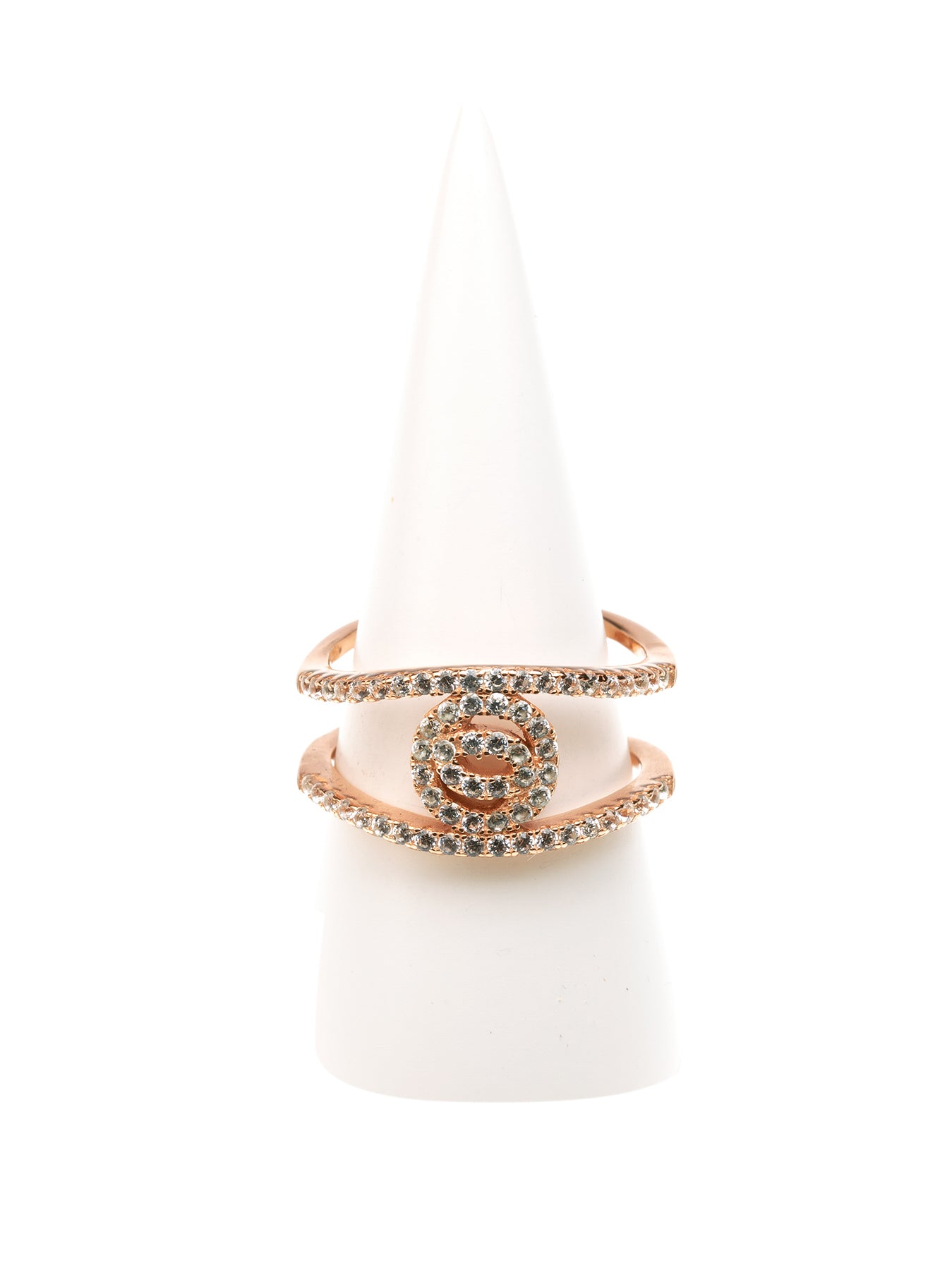 GERALDINE BREMER WEILL - MANALI DESIGN - BAGUES - NON AJUSTABLES - DOUBLE ANNEAUX -STRASS SWAROVSKI - PLAQUÉE OR ROSE - PRECIEUSE