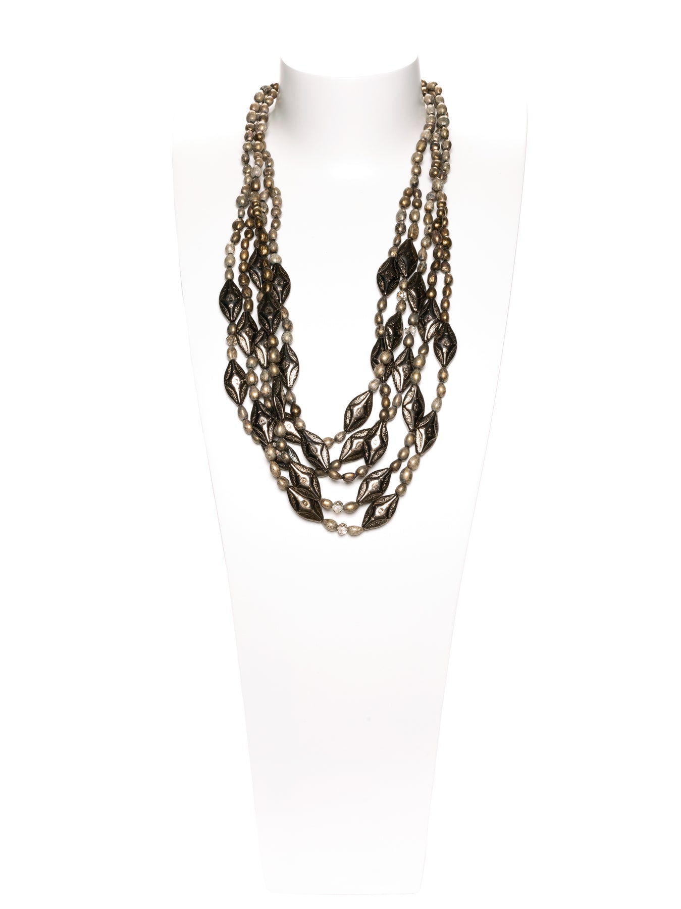 GERALDINE BREMER-WEILL - MANALI DESIGN - COLLIER - MI-LONG - ETHNIQUE - GRAINES DE PANIAS - PERLES DE METAL ARGENTÉ