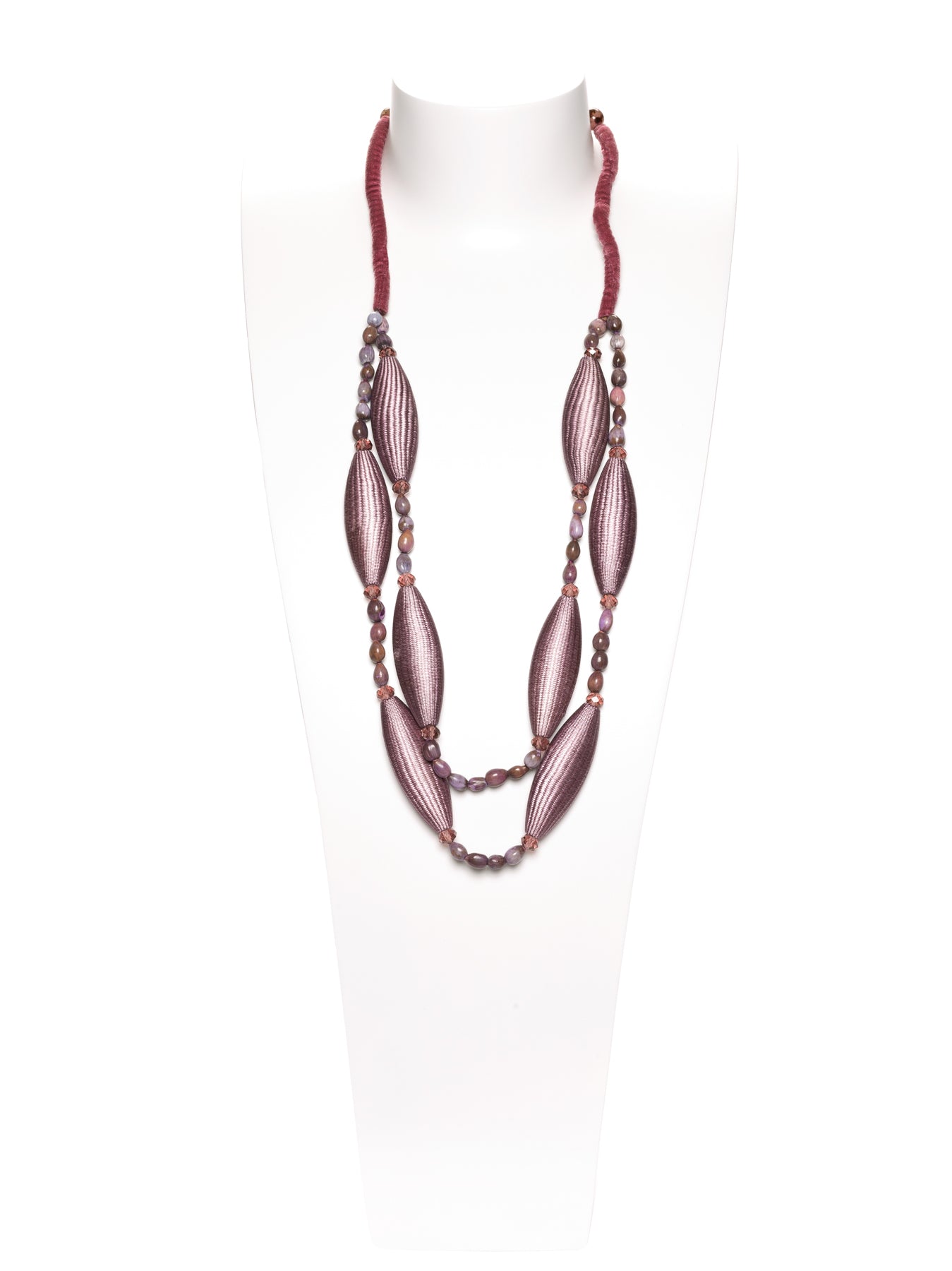 GERALDINE BREMER-WEILL - MANALI DESIGN - COLLIER - SAUTOIR - LOSANGE - CRISTAL - GRAINES PANDAS - ROSE