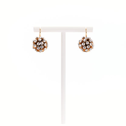 MANALI DESIGN-GERALDINE BREMER WEILL-BOUCLE D’OREILLE-PERCÉES-PENDANTES-BOULES-CRYSTAL-PLAQUÉ OR-VERMEIL-STRASS SWAROVSKI-TIGE HYPOALLERGÉNIQUE-BILKIS