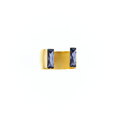 MANALI DESIGN-GERALDINE BREMER WEILL-BRACELET-MANCHETTE-LAVANDE-BAGUETTE STRASS SWAROVSKI-PLAQUÉ OR MARTELÉ-FRANCESS