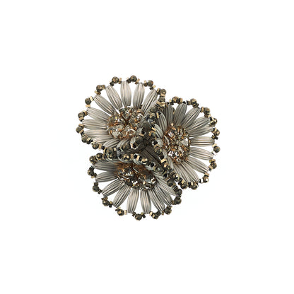 MANALI DESIGN-GERALDINE BREMER WEILL-BROCHE-MARGUERIITE-CRYSTAL-LAITON-HEMATITE-PLAQUÉ ARGENT-ARGENT-TARAMIS