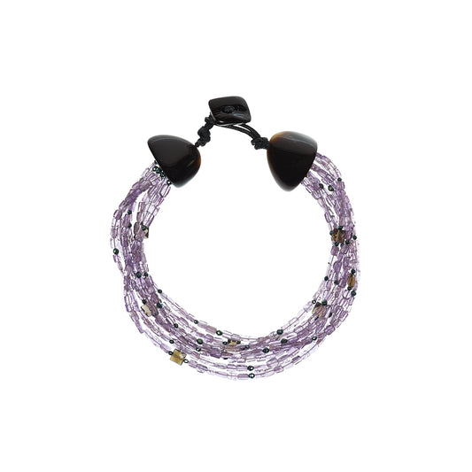 MANALI DESIGN-GERALDINE BREMER WEILL-RASDUCOU-AMETHYSTE-PIERRES SEMI-PRÉCIEUSES-FERMOIR EN OS-MAILICE