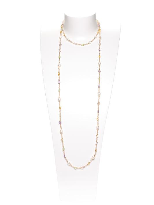 Manali Design - Sautoir - PIERRES SEMI-PRECIEUSES - PERLES D'EAU DOUCE - améthyste - citrine - quartz - cristal - multicolore
