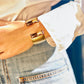 #FRANCESS-  BFO3-149€-GERALDINE BREMER WEILL - MANALI DESIGN - bracelet - manchette  - BAGUETTE STRASS SWAROVSKI - quartz fume - PLAQUÉ OR - MARTELE 