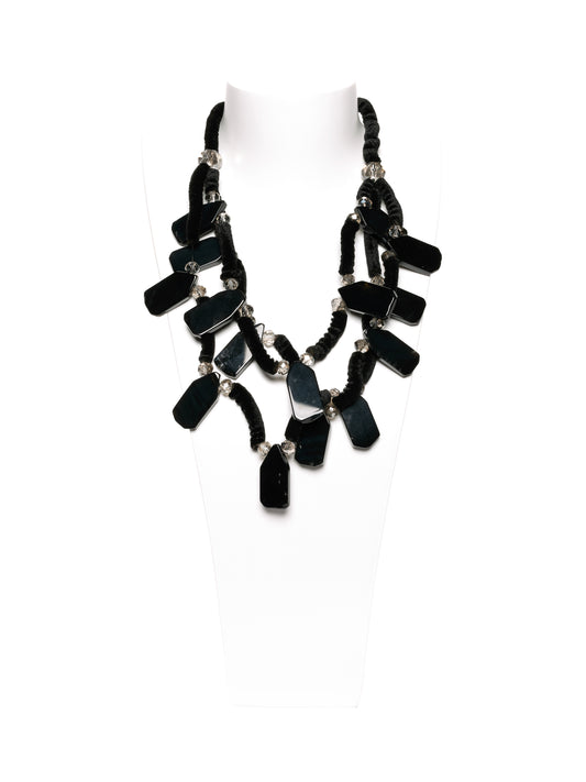GERALDINE BREMER-WEILL - MANALI DESIGN - COLLIER - RAS DU COU - AGATE - CRISTAL - VELOURS 