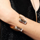 FRANCESS-  BFO3-149€-GERALDINE BREMER WEILL - MANALI DESIGN - bracelet - manchette  - BAGUETTE STRASS SWAROVSKI - PLAQUÉ OR - MARTELE 